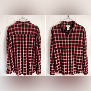 L.L. Bean Red, Black & White Plaid Button-Down Shirt - Men